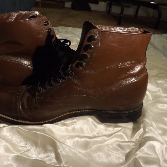 Stacy Adams Vintage Madison Boots Men’s Size 7.5 D Brown Leather - Picture 6 of 10